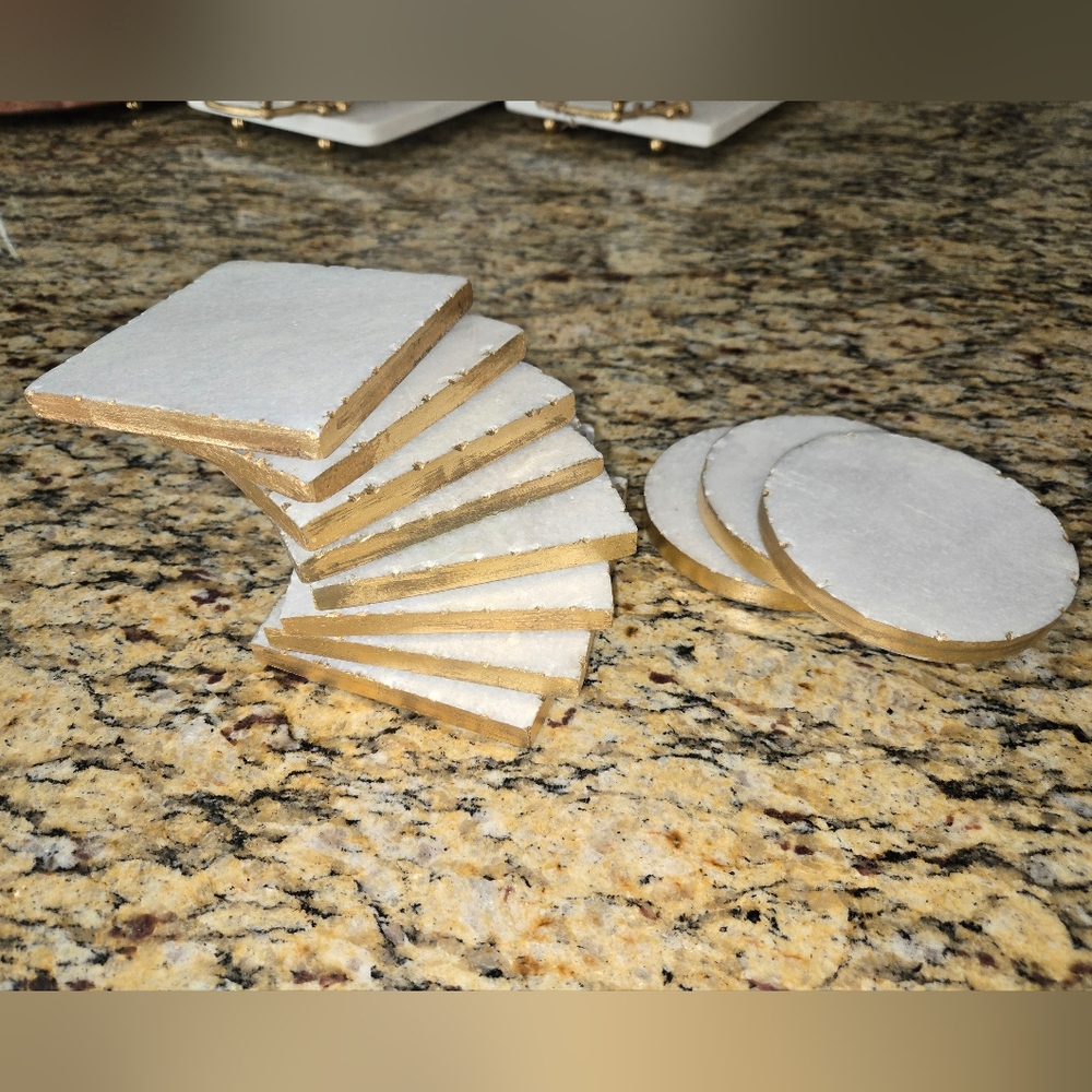 Marble Gold Coasters Set Qty 11